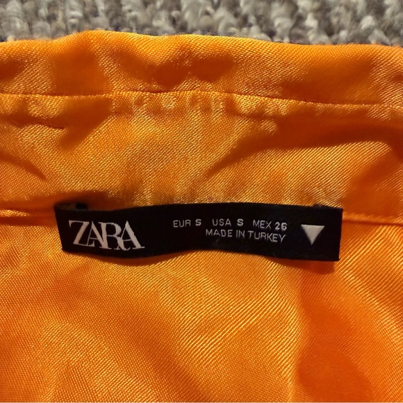 Zara Satin Effect Orange Crop Shirt - Picture 6 of 9